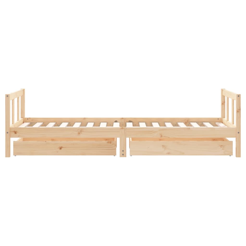 Kids Solid Wood Pine Bed Frame with Drawers