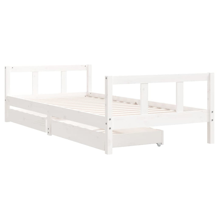 Kids Solid Wood Pine Bed Frame with Drawers