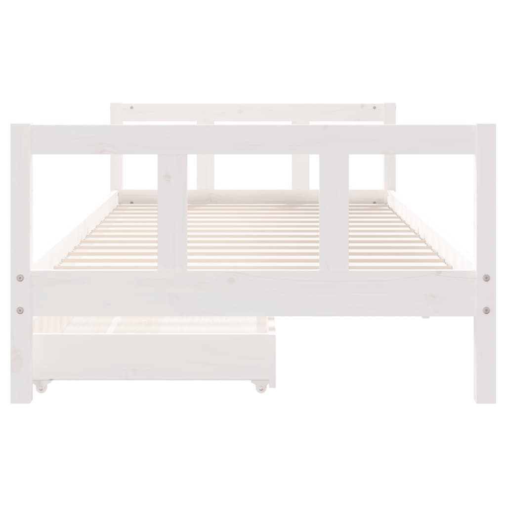 Kids Solid Wood Pine Bed Frame with Drawers