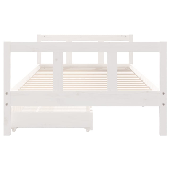 Kids Solid Wood Pine Bed Frame with Drawers