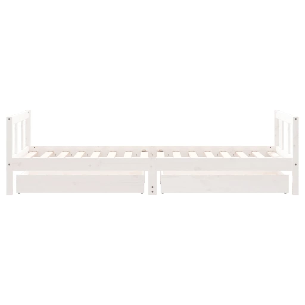 Kids Solid Wood Pine Bed Frame with Drawers