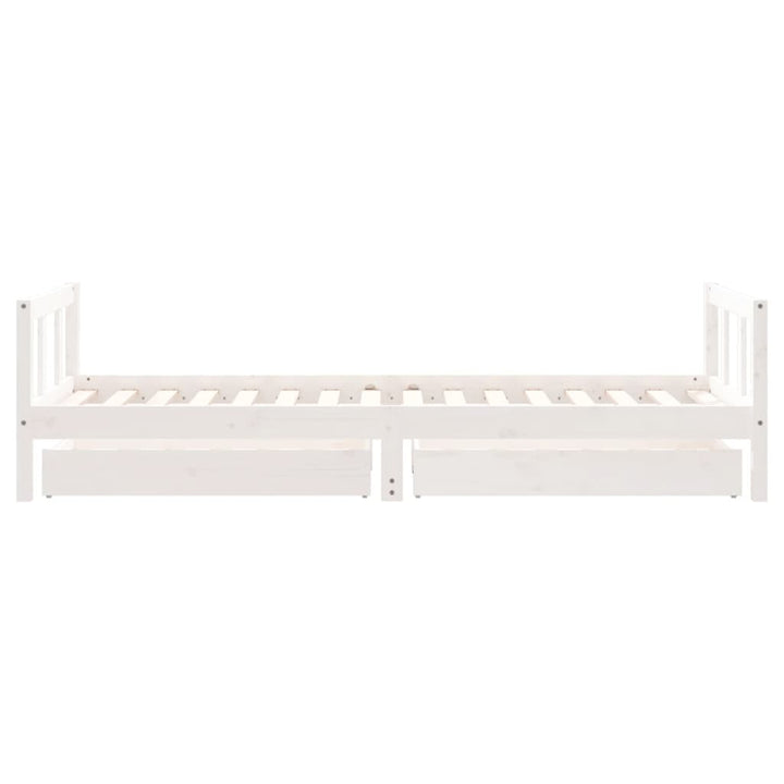 Kids Solid Wood Pine Bed Frame with Drawers