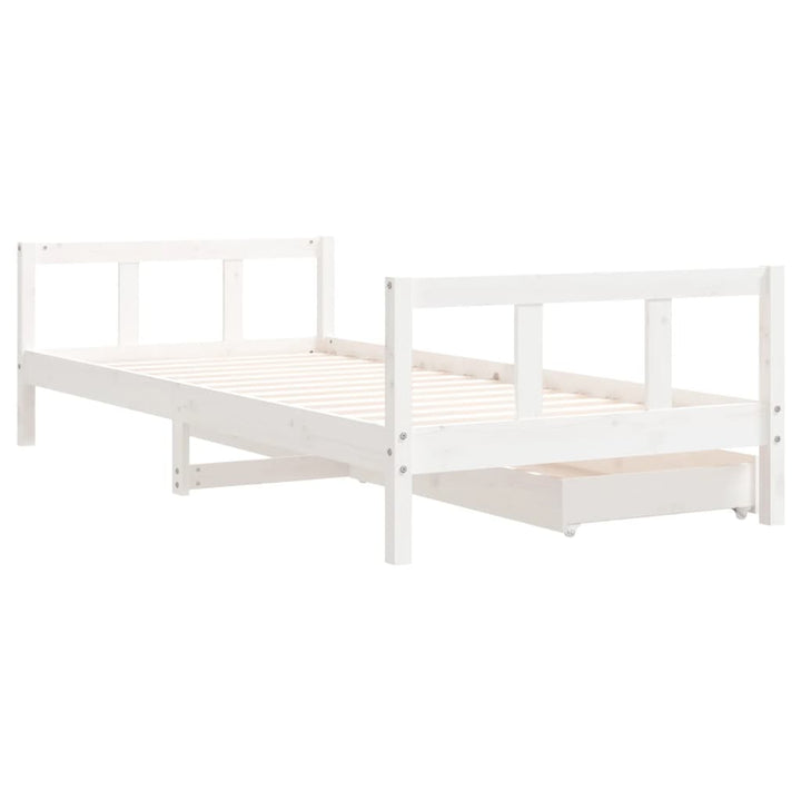 Kids Solid Wood Pine Bed Frame with Drawers