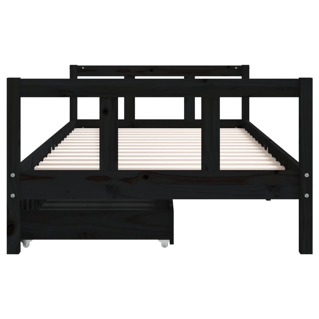 Kids Solid Wood Pine Bed Frame with Drawers