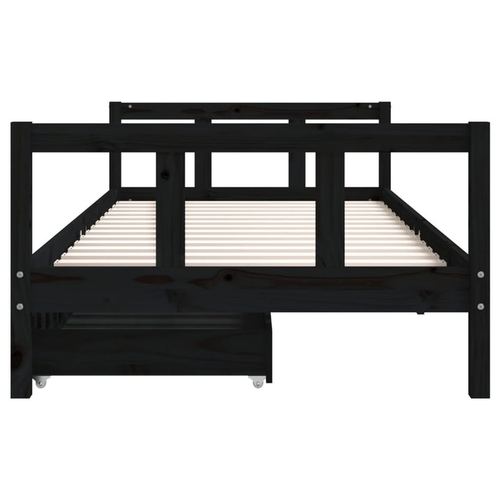 Kids Solid Wood Pine Bed Frame with Drawers
