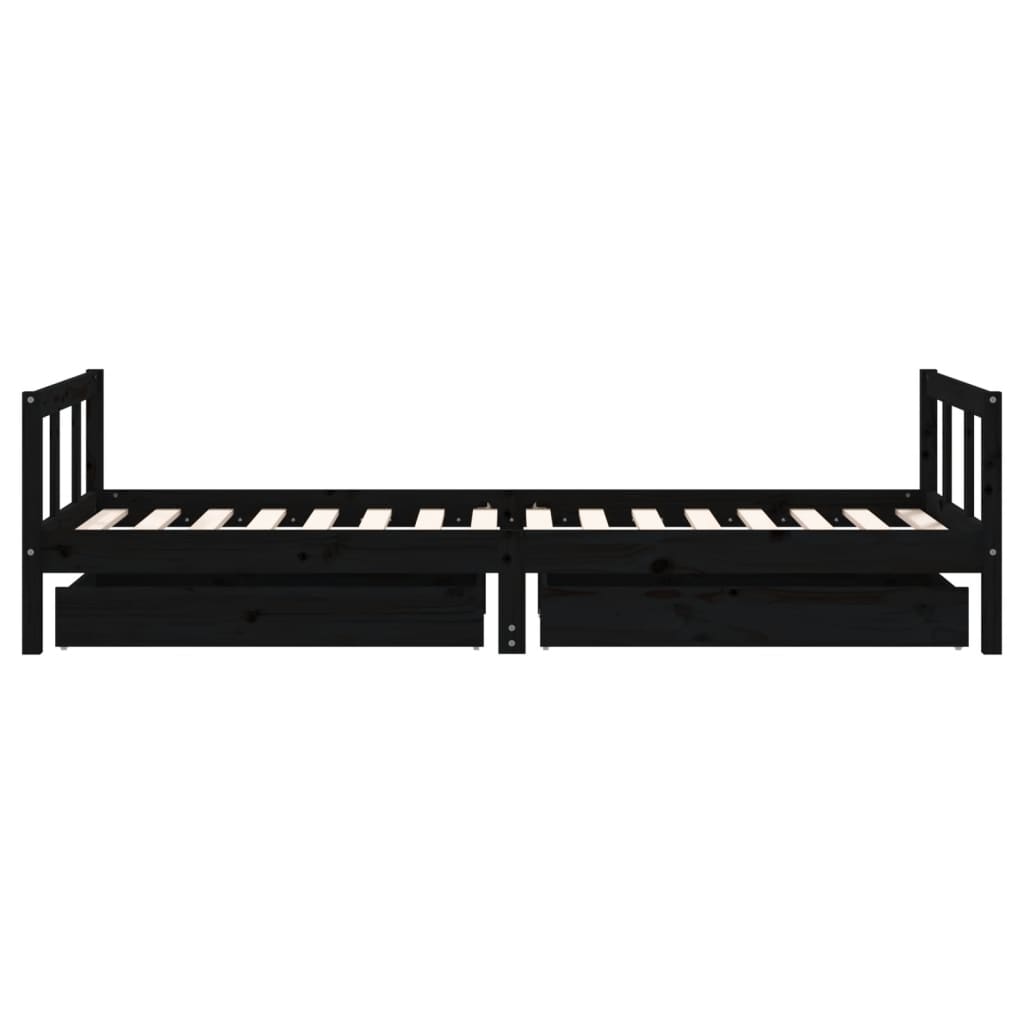 Kids Solid Wood Pine Bed Frame with Drawers