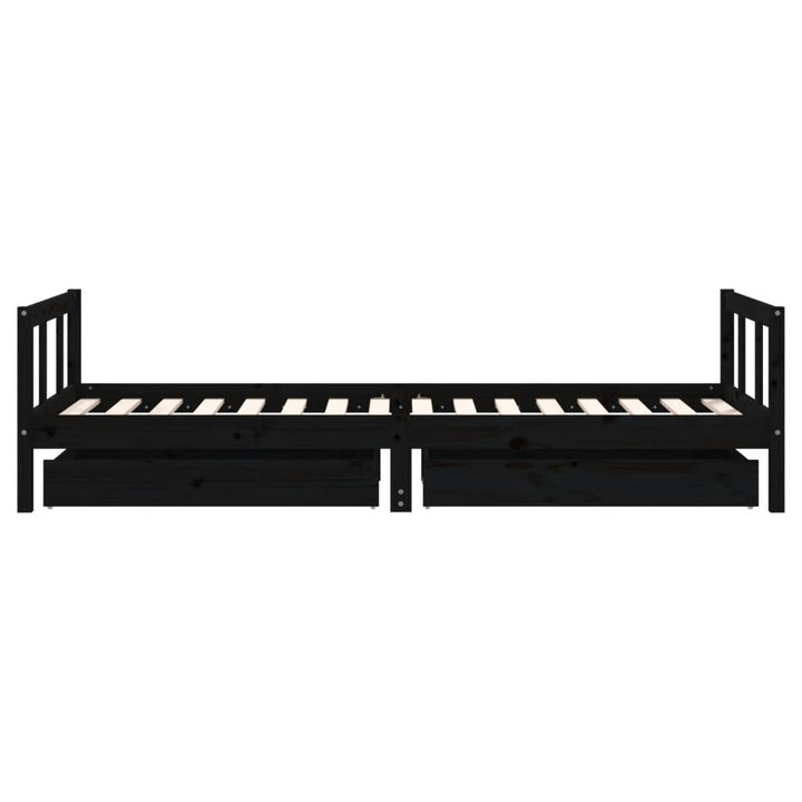 Kids Solid Wood Pine Bed Frame with Drawers