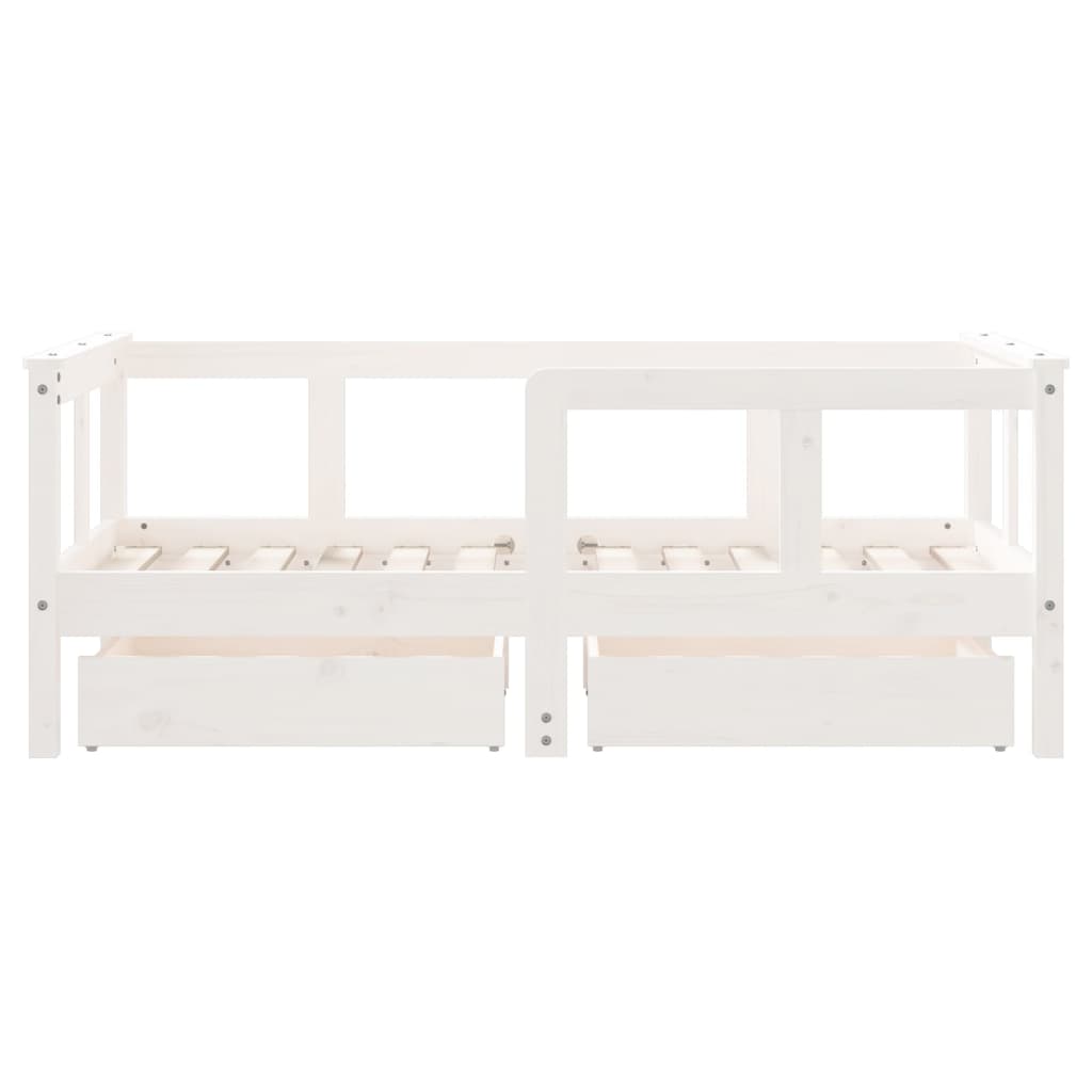 Kids Solid Wood Pine Bed Frame with Drawers