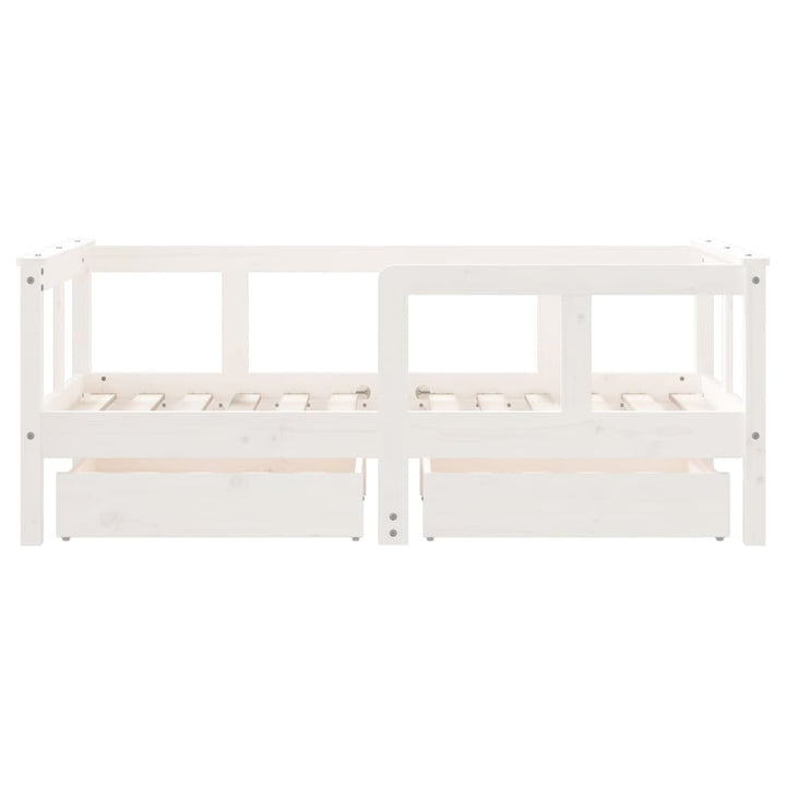 Kids Solid Wood Pine Bed Frame with Drawers