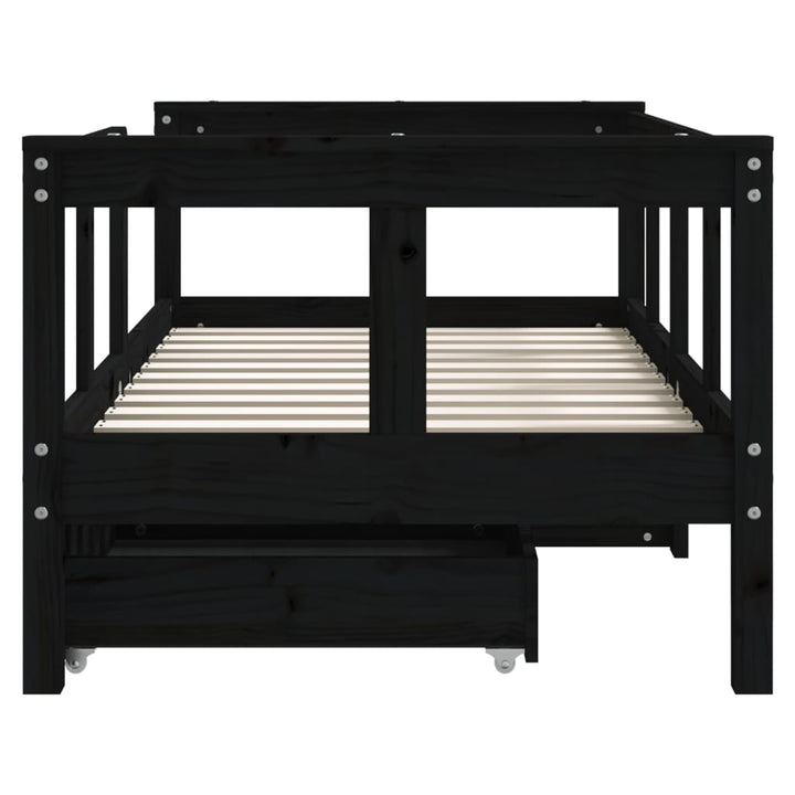 Kids Solid Wood Pine Bed Frame with Drawers
