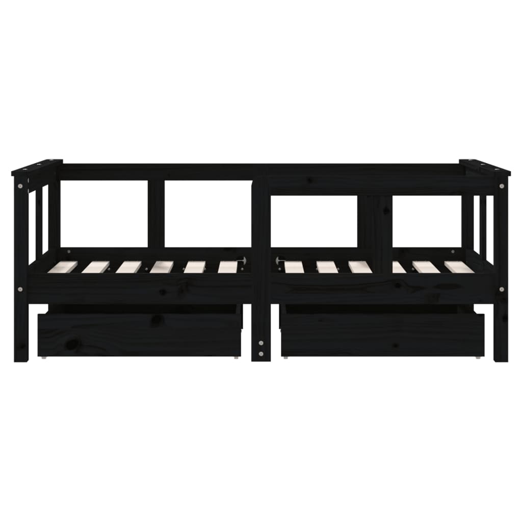 Kids Solid Wood Pine Bed Frame with Drawers