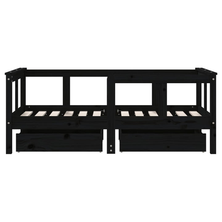 Kids Solid Wood Pine Bed Frame with Drawers