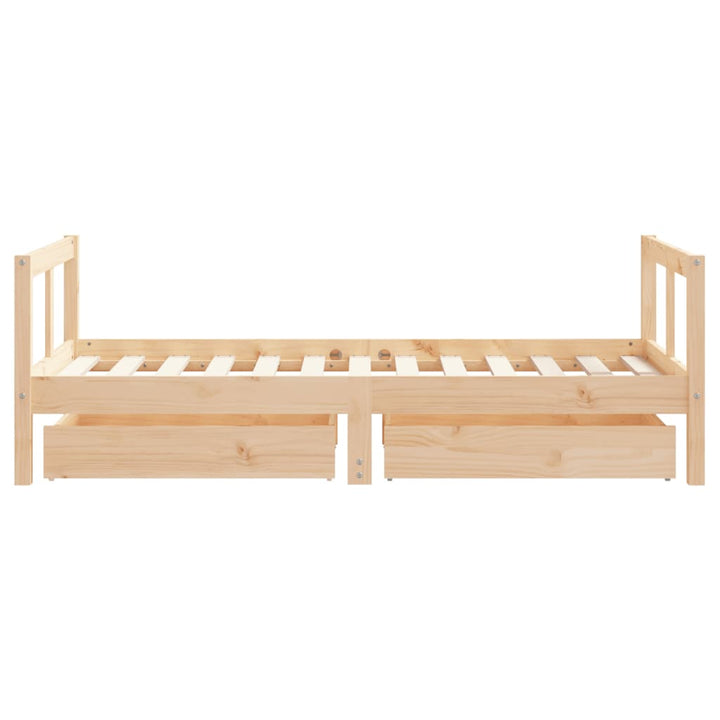 Kids Solid Wood Pine Bed Frame with Drawers