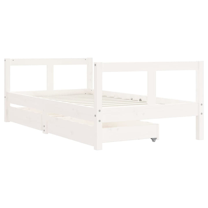 Kids Solid Wood Pine Bed Frame with Drawers