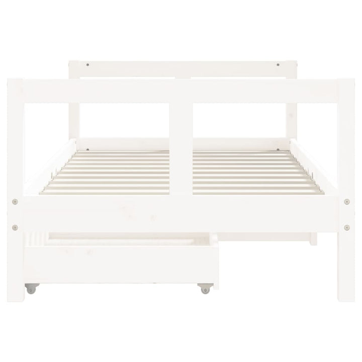 Kids Solid Wood Pine Bed Frame with Drawers