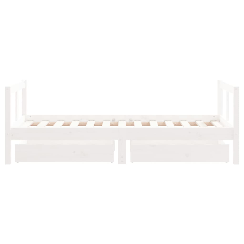 Kids Solid Wood Pine Bed Frame with Drawers