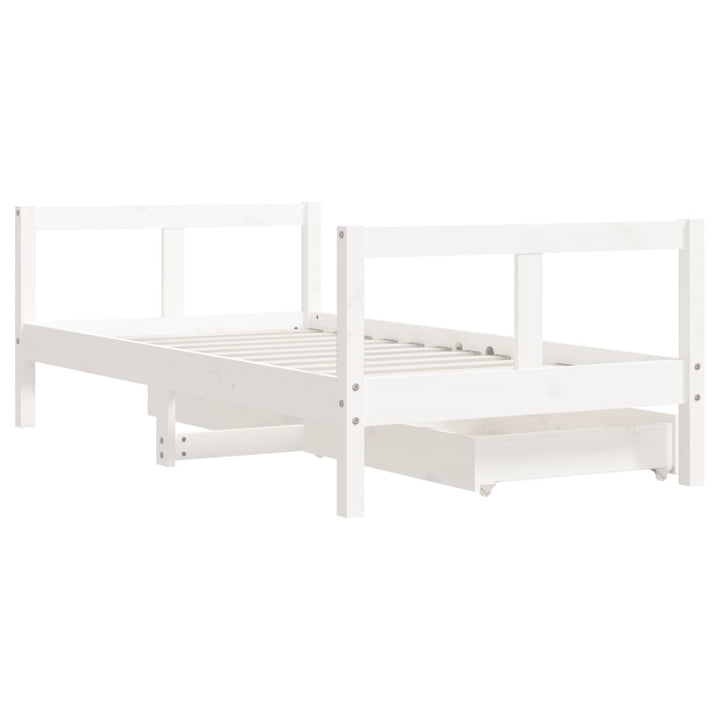Kids Solid Wood Pine Bed Frame with Drawers