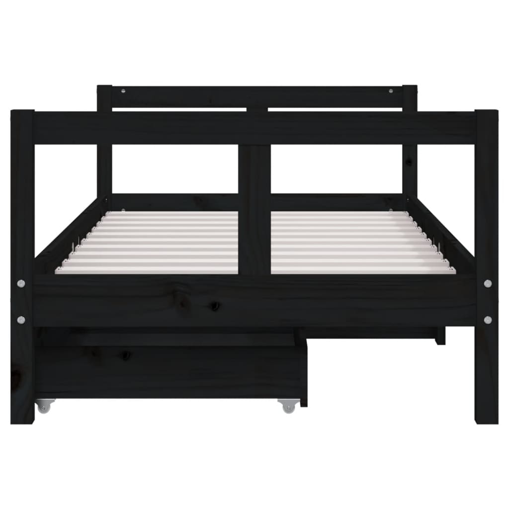 Kids Solid Wood Pine Bed Frame with Drawers