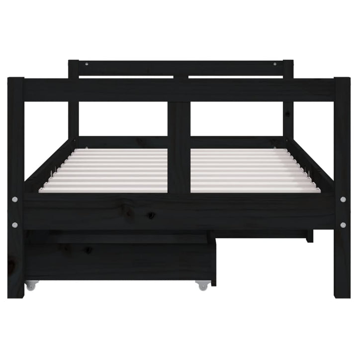 Kids Solid Wood Pine Bed Frame with Drawers