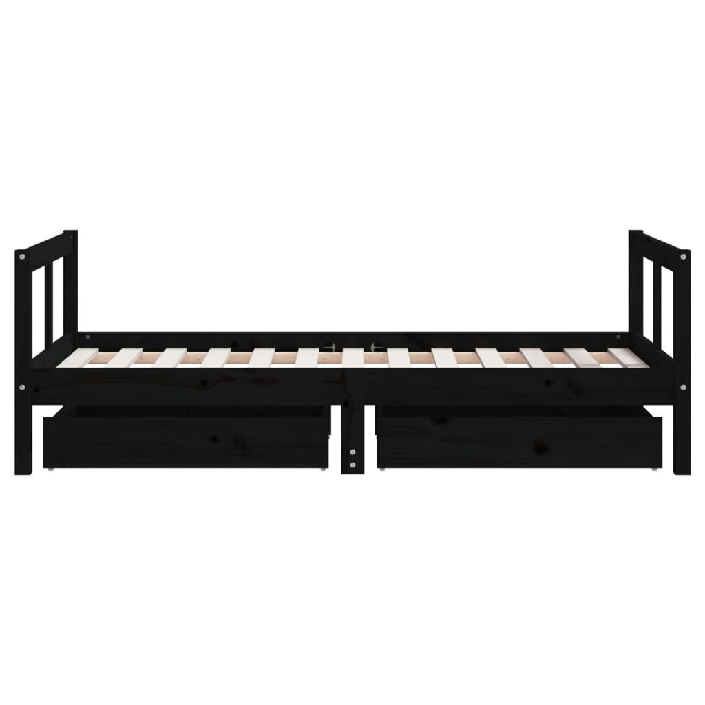 Kids Solid Wood Pine Bed Frame with Drawers