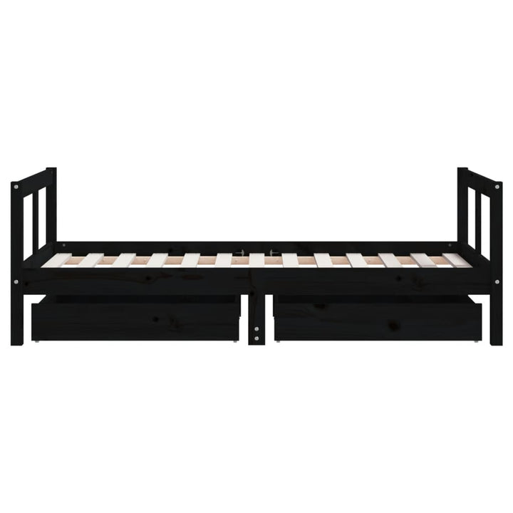 Kids Solid Wood Pine Bed Frame with Drawers