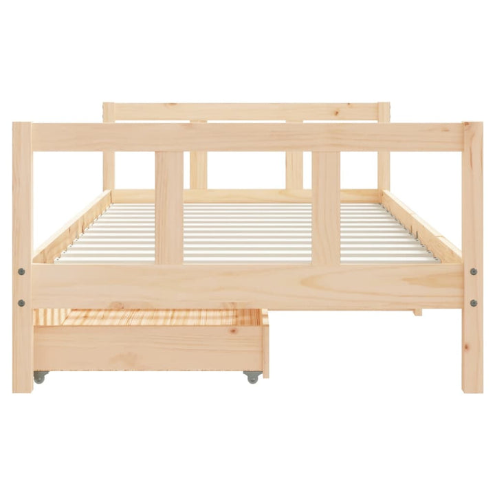 Kids Solid Wood Pine Bed Frame with Drawers