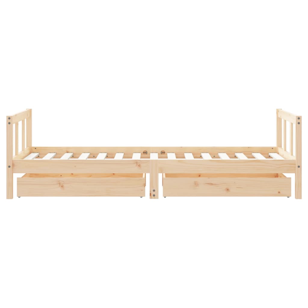 Kids Solid Wood Pine Bed Frame with Drawers