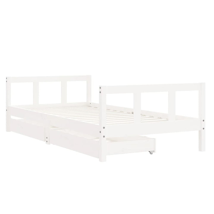 Kids Solid Wood Pine Bed Frame with Drawers