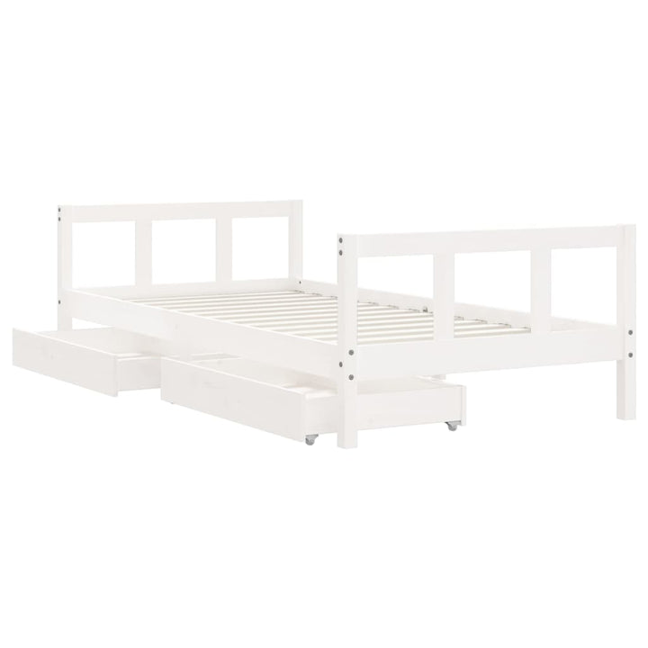 Kids Solid Wood Pine Bed Frame with Drawers
