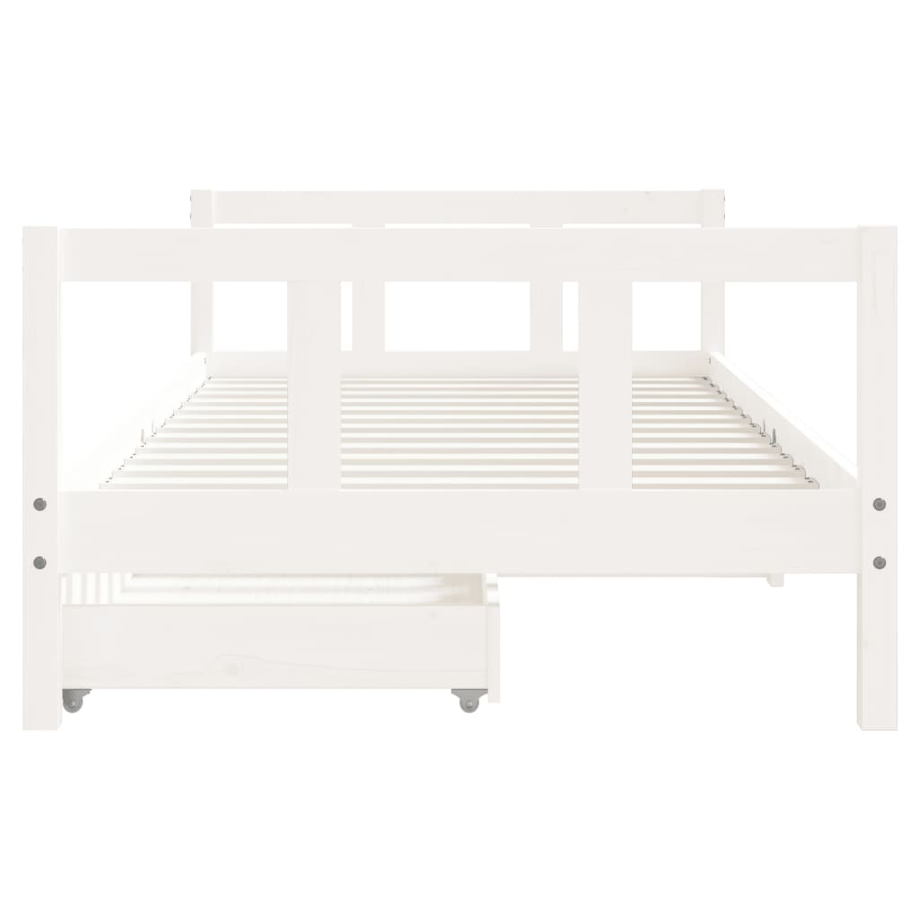 Kids Solid Wood Pine Bed Frame with Drawers
