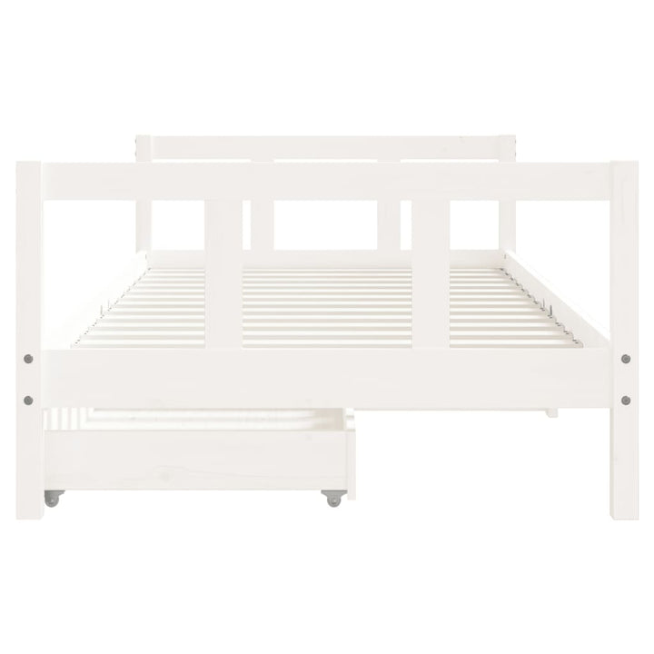 Kids Solid Wood Pine Bed Frame with Drawers