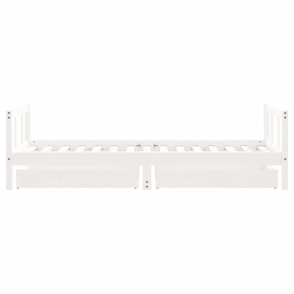 Kids Solid Wood Pine Bed Frame with Drawers