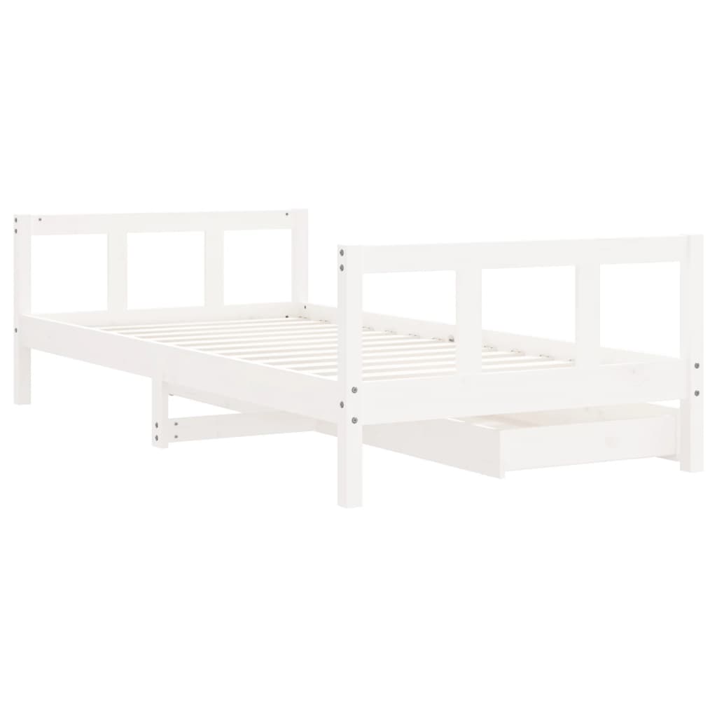 Kids Solid Wood Pine Bed Frame with Drawers