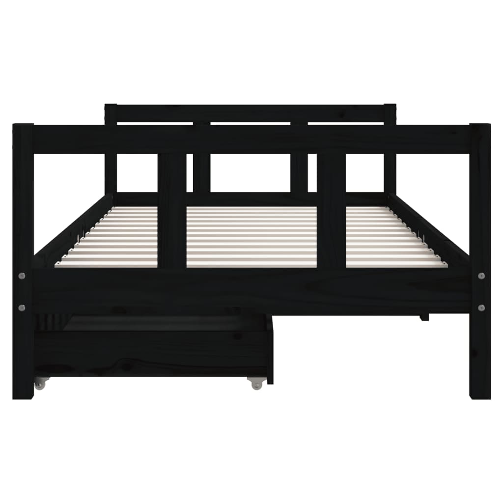 Kids Solid Wood Pine Bed Frame with Drawers