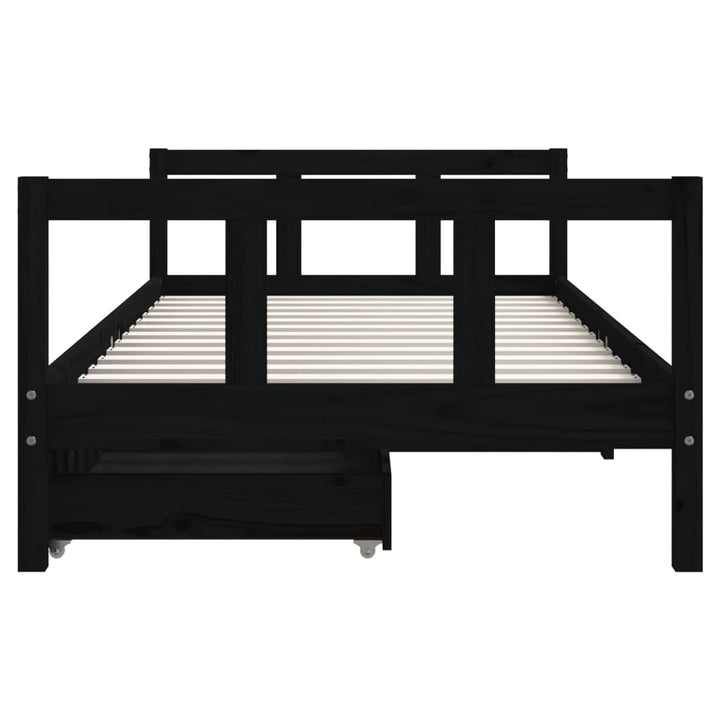 Kids Solid Wood Pine Bed Frame with Drawers