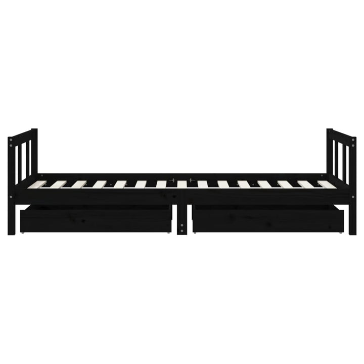 Kids Solid Wood Pine Bed Frame with Drawers