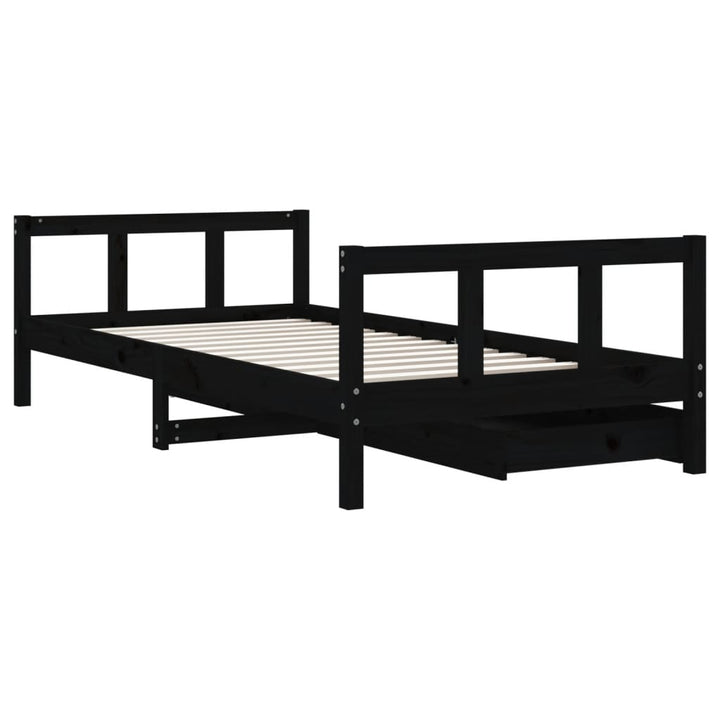 Kids Solid Wood Pine Bed Frame with Drawers