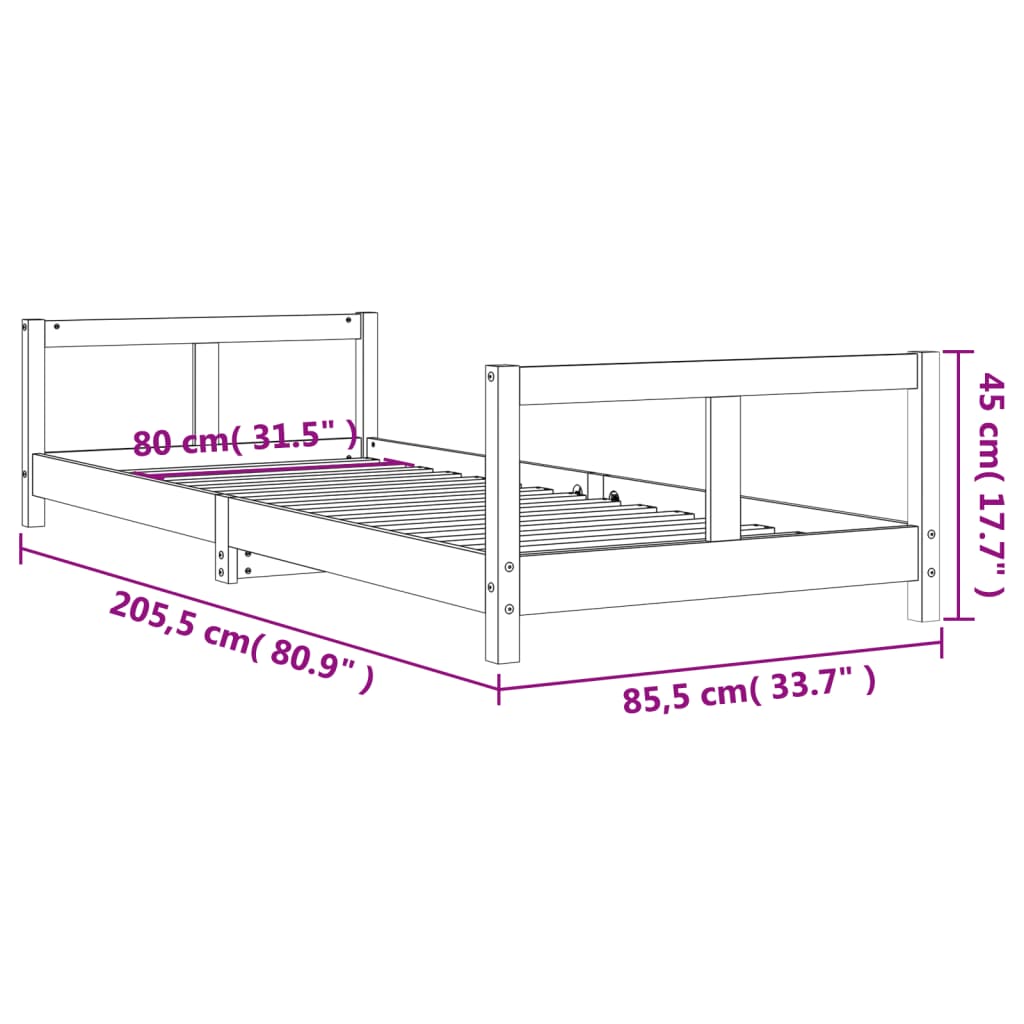 Kids Solid Wood Pine Bed Frame