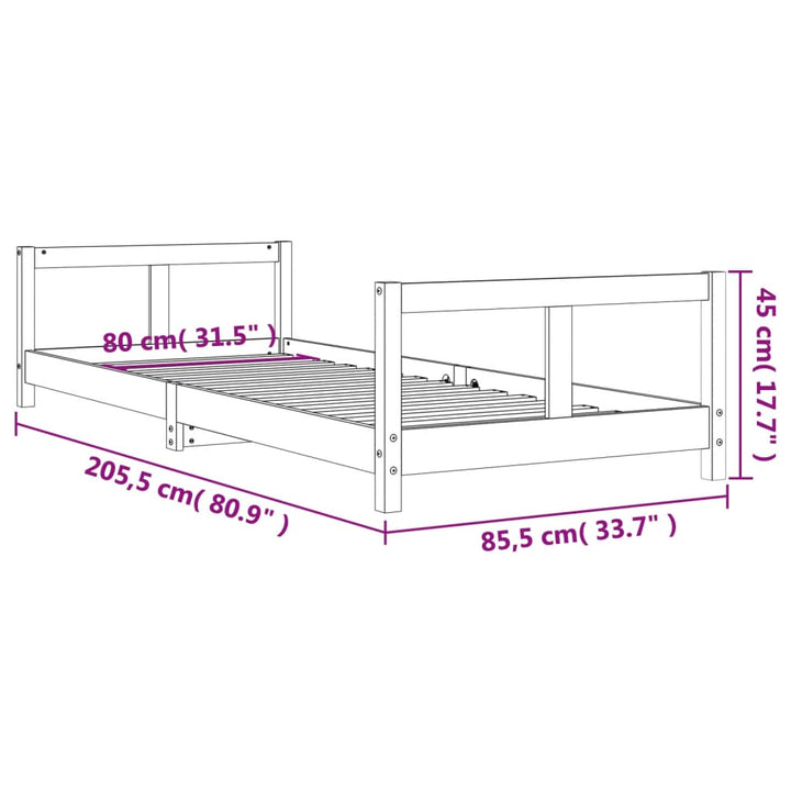 Kids Solid Wood Pine Bed Frame