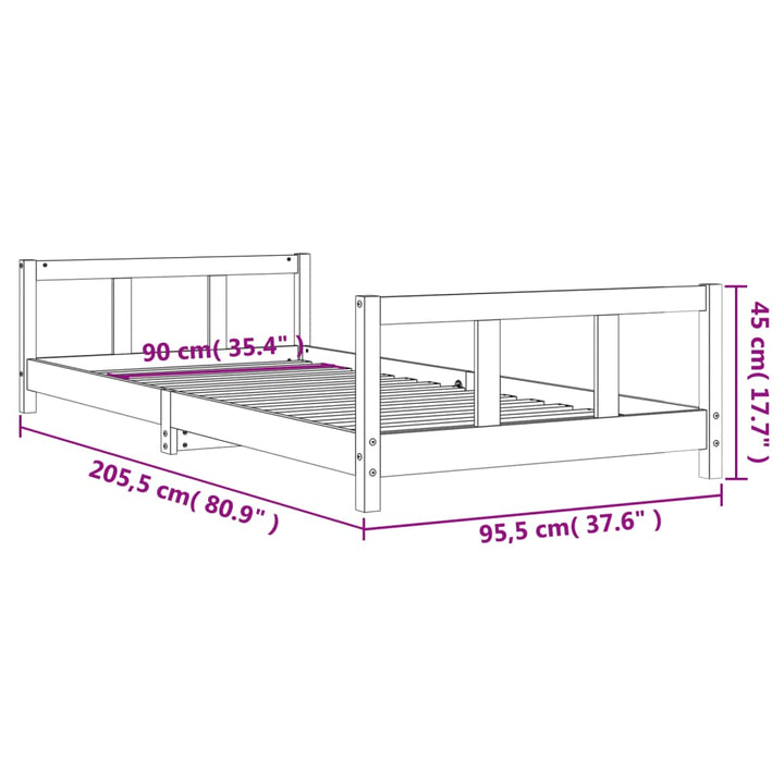 Kids Solid Wood Pine Bed Frame