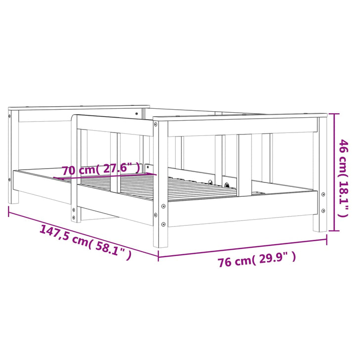 Kids Solid Wood Pine Bed Frame