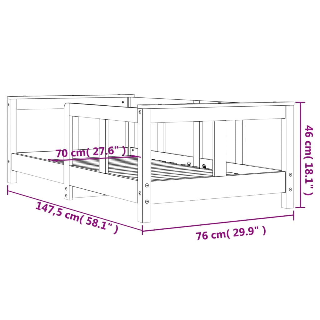 Kids Solid Wood Pine Bed Frame