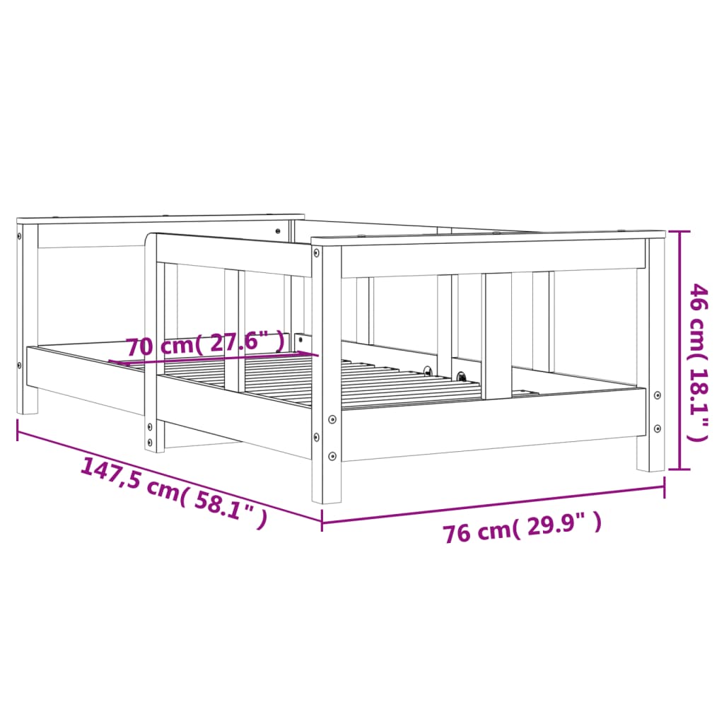 Kids Solid Wood Pine Bed Frame