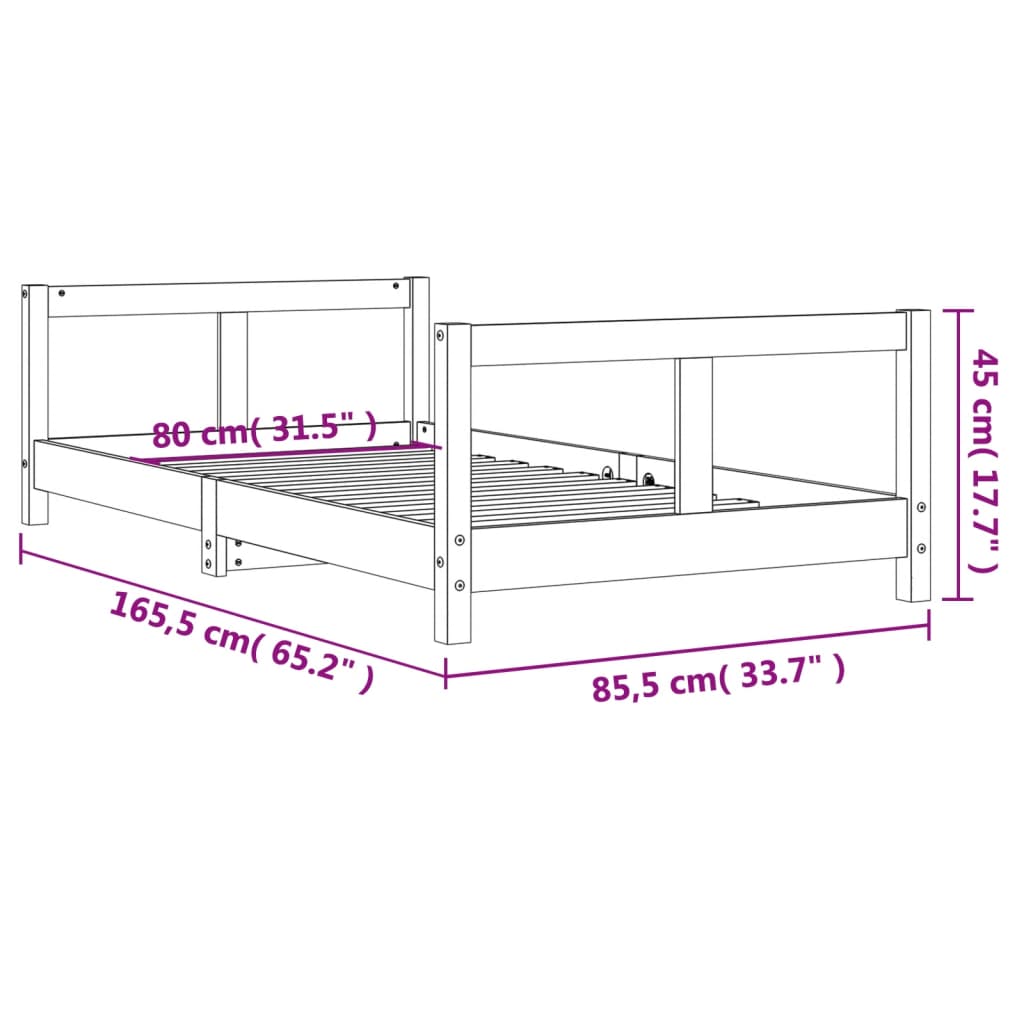 Kids Solid Wood Pine Bed Frame