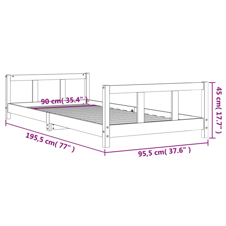 Kids Solid Wood Pine Bed Frame