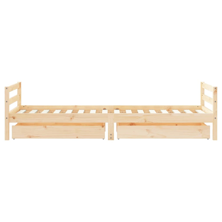 Kids Solid Wood Pine Bed Frame with Drawers