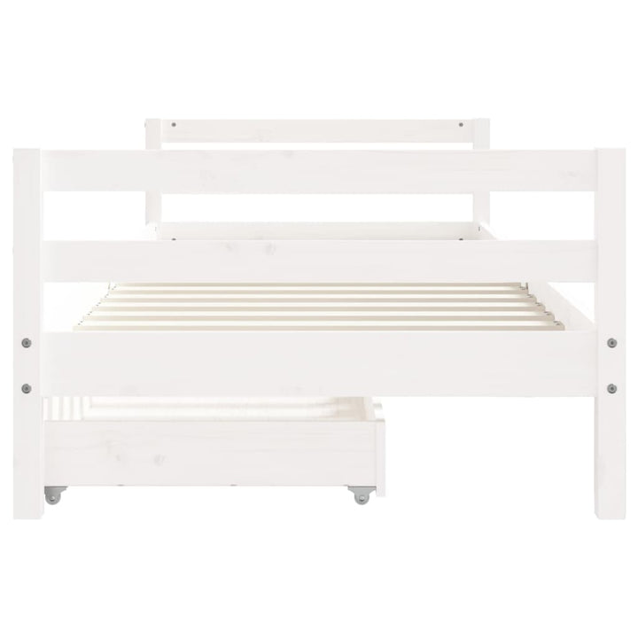 Kids Solid Wood Pine Bed Frame with Drawers