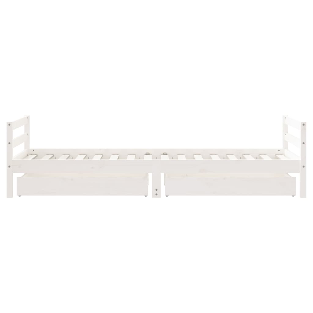 Kids Solid Wood Pine Bed Frame with Drawers