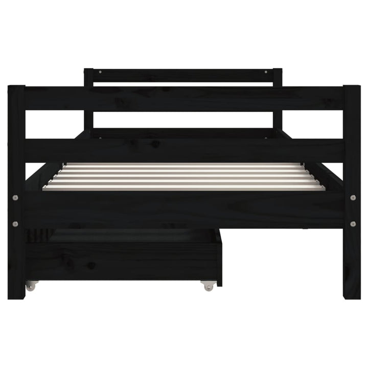 Kids Solid Wood Pine Bed Frame with Drawers
