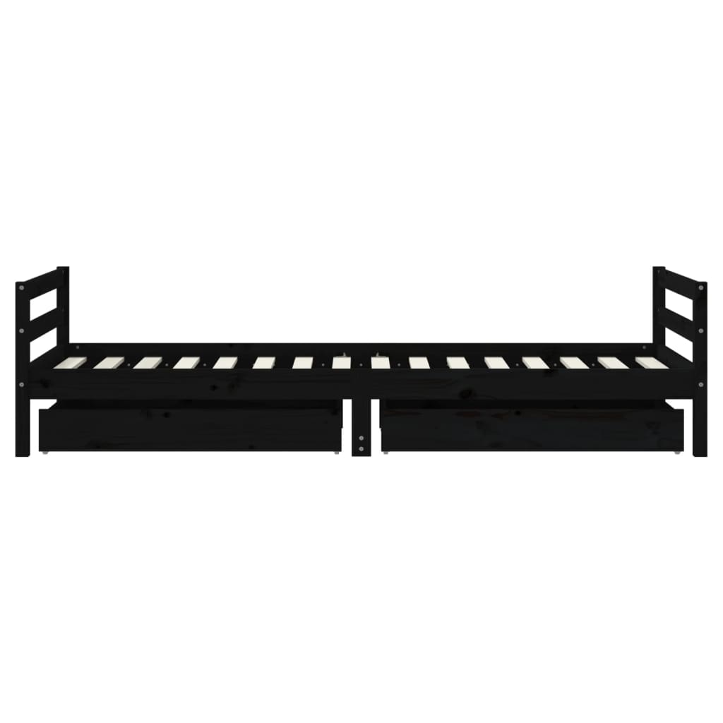 Kids Solid Wood Pine Bed Frame with Drawers